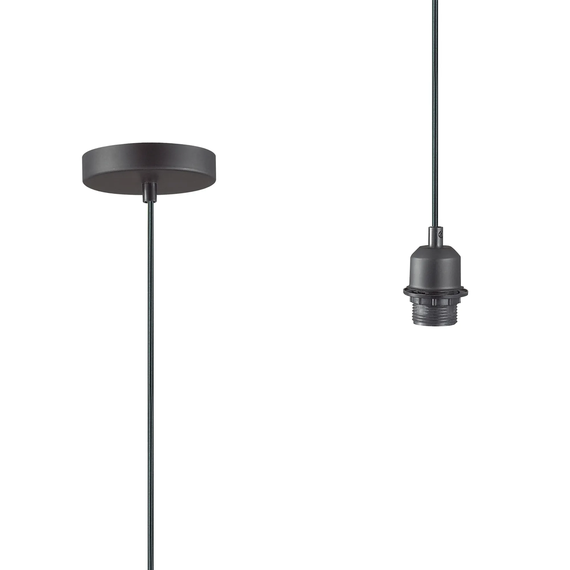 D0193  Dreifa 1.5m Single Pendant, 1 x E27, Black/Black Cable (Maximum Load 1.5kg)